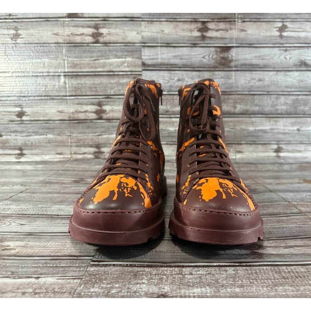 Camper Brutus Combat leather Boots Sz 45 US 12 color Burgundy and orange Autun- - Picture 2 of 10